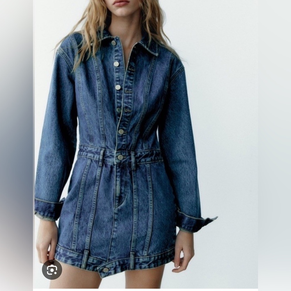 Zara Women’s TRF Mini Denim Jean Dress  Long Sleeve